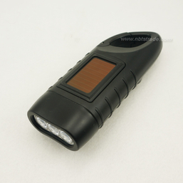 Dynamo Hand Crank And Solar Power LED Flashlight with Carabiner Clasp