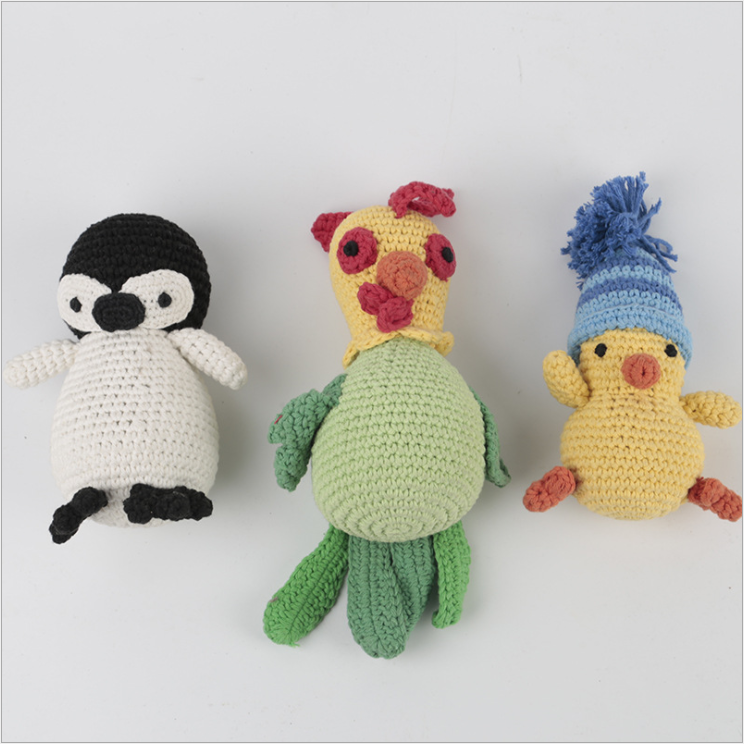 Hand Knitted Cock penguin and duck