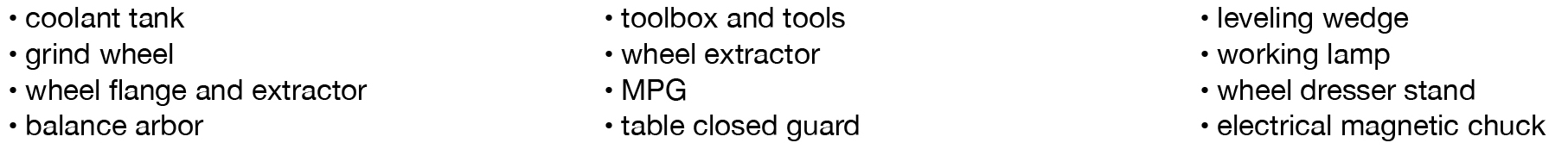 Standard Accessories