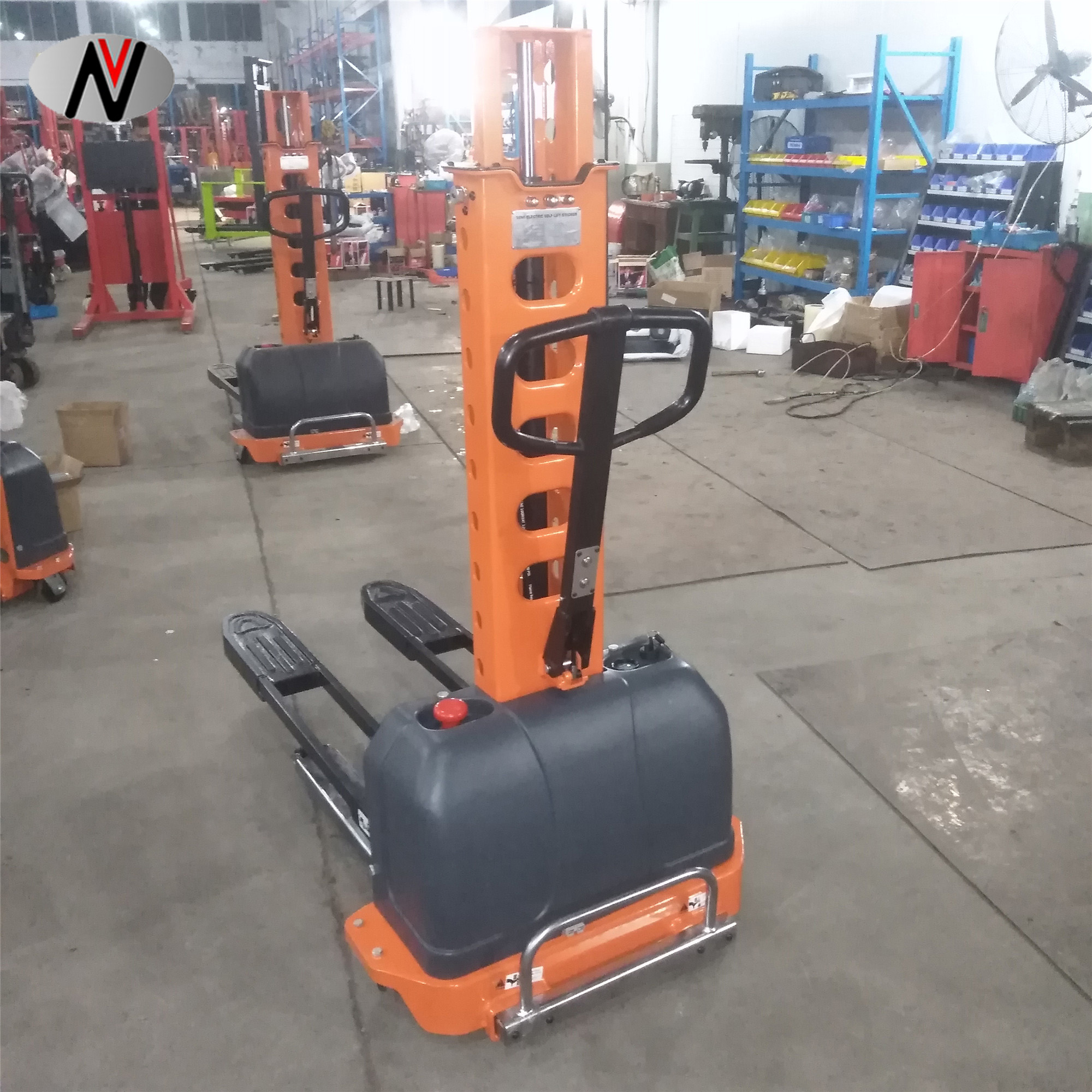 VISION Self Lifting Semi Electric Stackers Pallet Stacker 500kg Walking Type Electric Stacking Truck Forklift 700kg 1.6m Portable for Truck