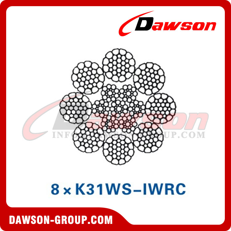 スチールワイヤロープ構造(8×K26WS-IWRC)(8×K31WS-IWRC)(8×K36WS-IWRC)、港湾機械用ワイヤロープ 