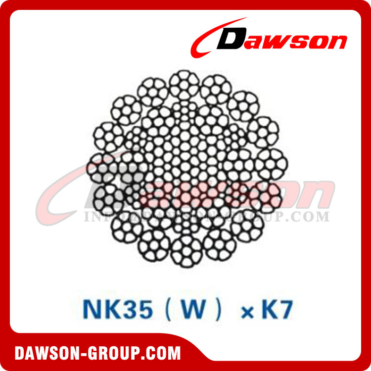 بناء حبل الأسلاك الفولاذية (NK35(W)×K7)، حبل الأسلاك لآلات البناء