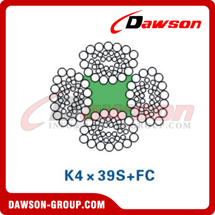 بناء حبل أسلاك الفولاذ (K4×39S+FC)(K4×48S+FC)، حبل الأسلاك لآلات البناء 