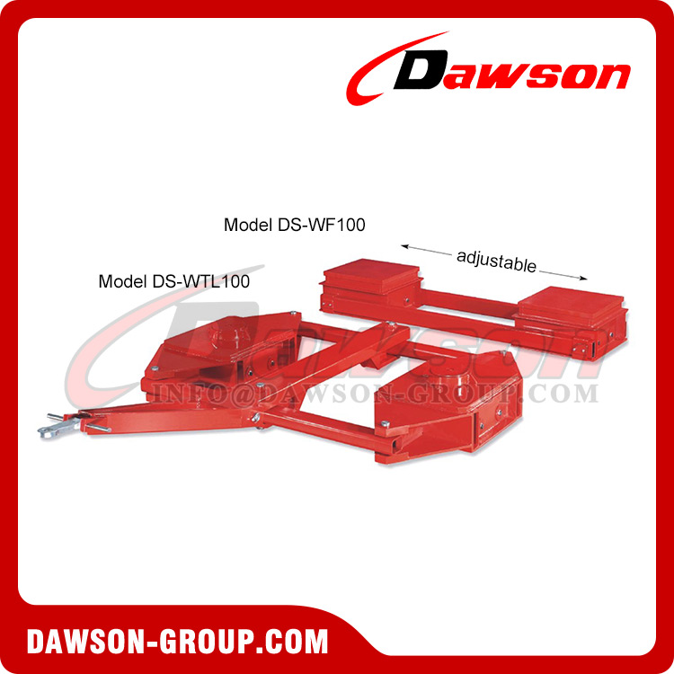 Carro tándem serie DS-WF100+DS-WTL100 para cargas pesadas, plataforma rodante tándem, carros de transporte