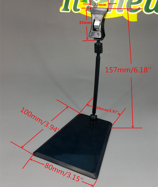 C026 Plastic POP Foldable Sign Price Tag Card Display Clips Holder Stands H157mm In Black Good Quality