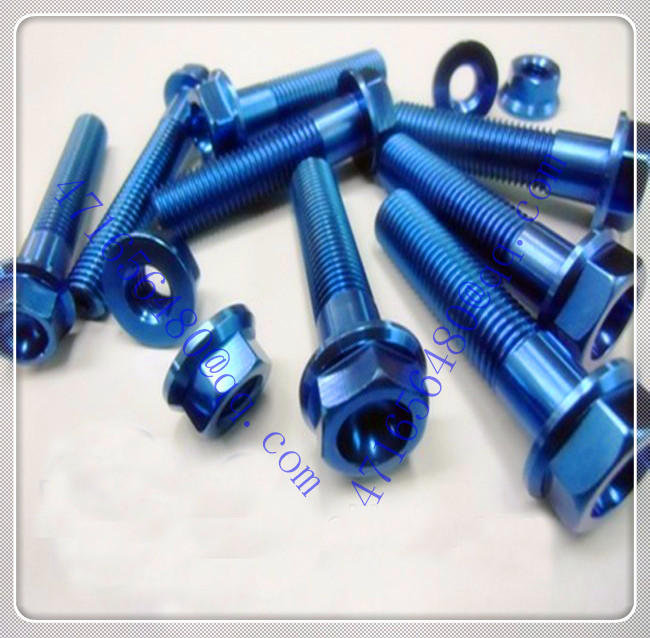 high strength Titanium blue anodized flanged bolt nut Buy ti fastener