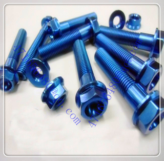 high strength Titanium blue anodized flanged bolt nut 