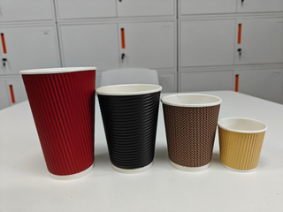 Customized Biodegradable Take out Single/ Double /Ripple Wall Paper Cup for Coffee Hot Beverage with Sleeves
