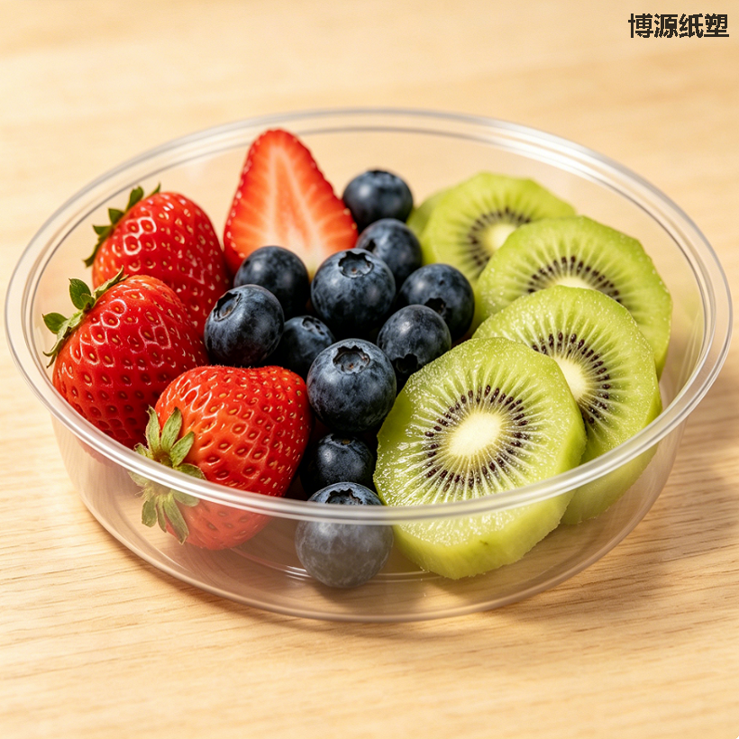 Round Plastic Disposable Tableware with Lid for Takeaway Fast Food Packaging