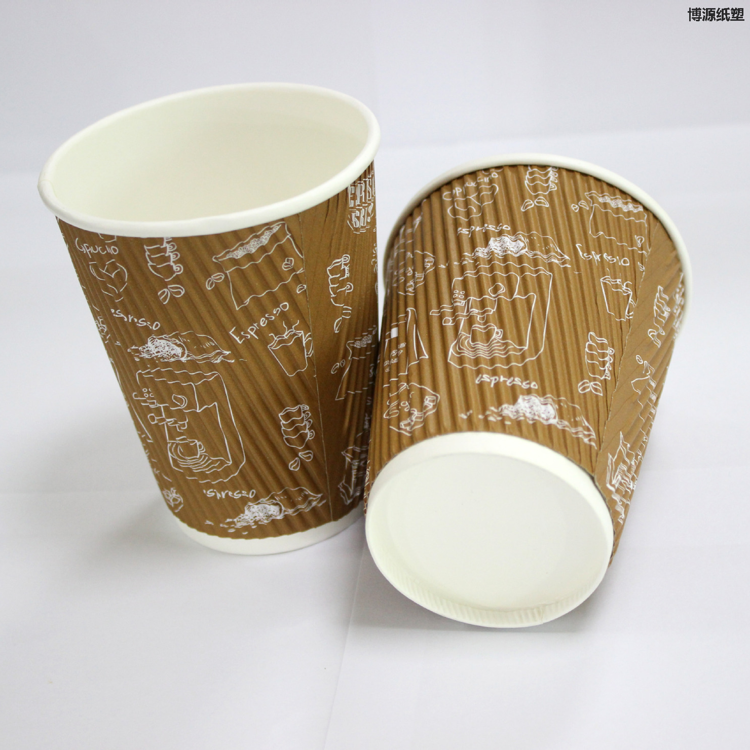 Heat Insulated Corrugated Wall Disposable Paper Cup Anti Scald Drinking Cup for Indoor and Outdoor Use