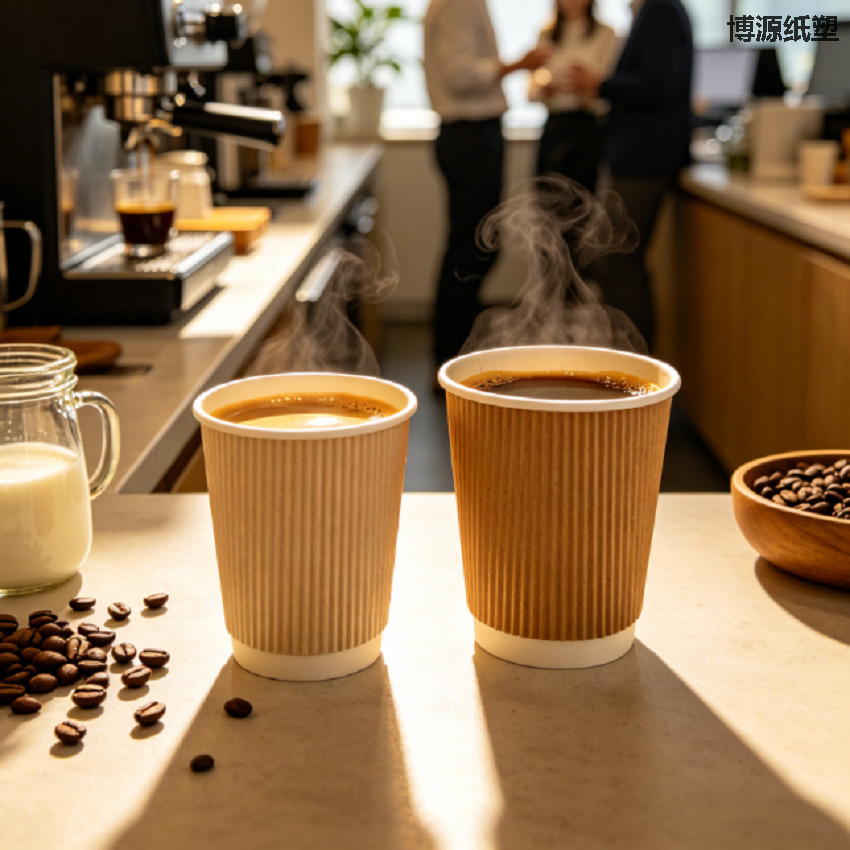 Commercial Grade Corrugated Paper Cup Insulated Disposable Cup for Convenience Store and Fast Food Shop