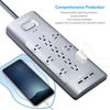 Surge Protector 12 Outlets 3 USB Ports Grey