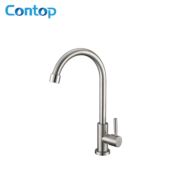 304 Stainless Steel Solid Body Single Cold Water Kitchen Faucet