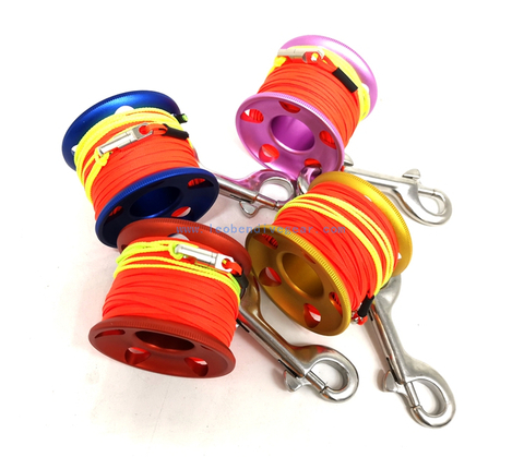  30M Aluminum Mini Scuba Diving Reel Spool with 90MM SS double end clip