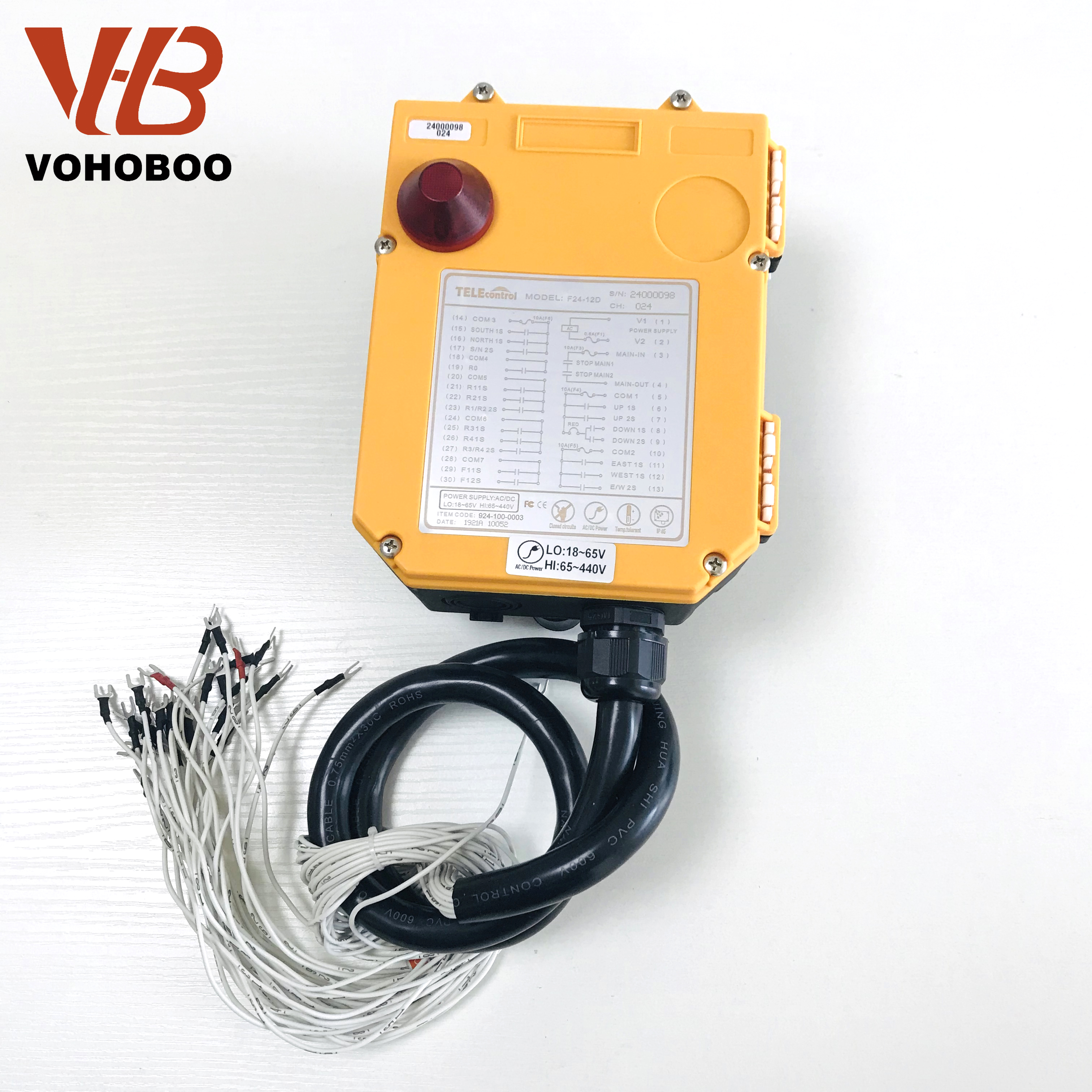 VOHOBOO Brand Customized F24 - 12D Telecrane Remote Control Wireless Radio Controller For Factory