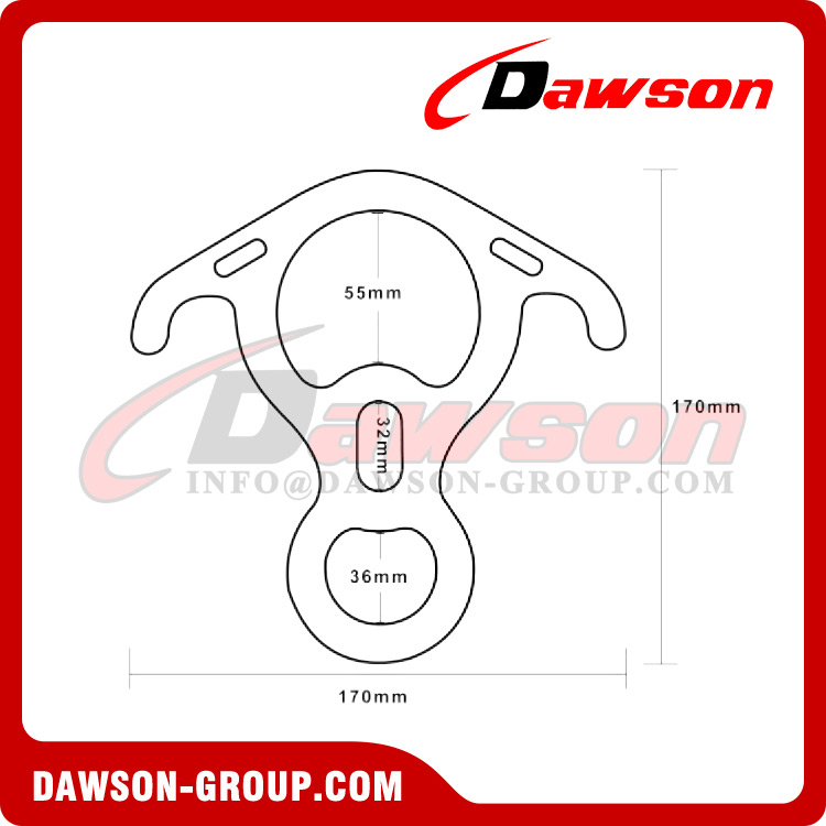 DSJ-A3026 Anillo de aluminio en forma de cuerno de toro en forma de 8, descensor en forma de 8 de rescate de 50 nudos