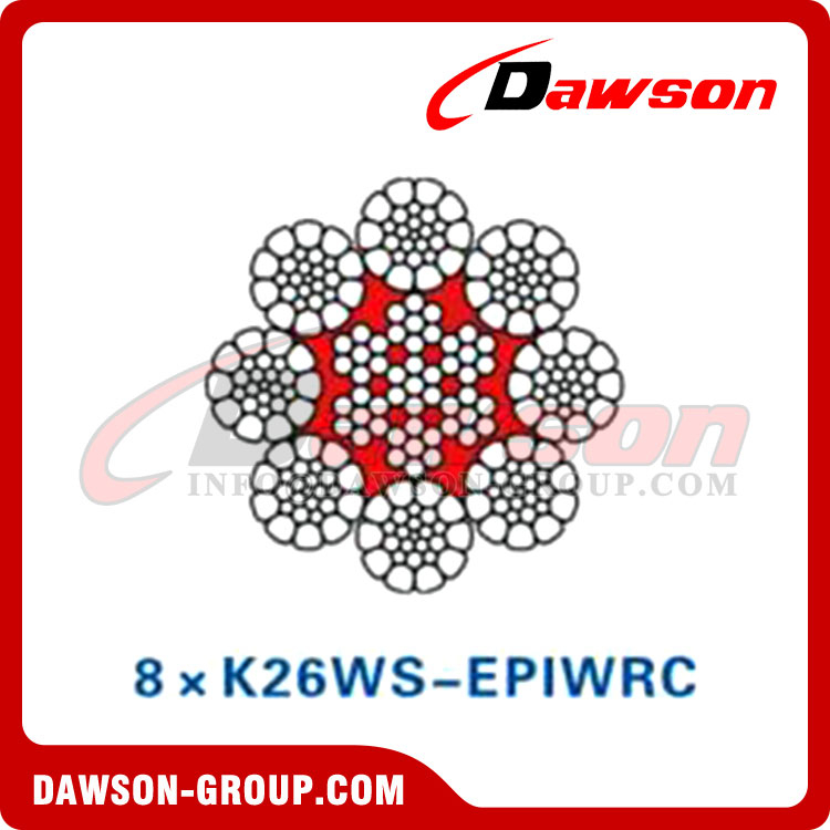 حبل أسلاك الفولاذ (8×K26WS-EPIWRC)(EP8×K26WS-IWRC)(EP6×K31WS-IWRC)، حبل الأسلاك المعدنية الفولاذية