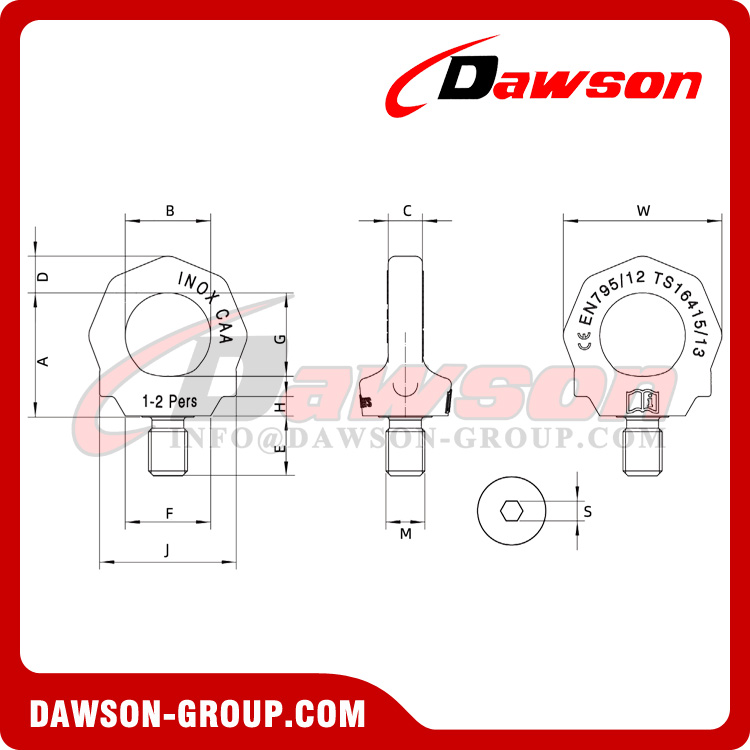 DS-PSA (B) M12-M20 M12L-M20L Parafuso de olhal de aço inoxidável duplex, Parafusos de olhal de levantamento SS