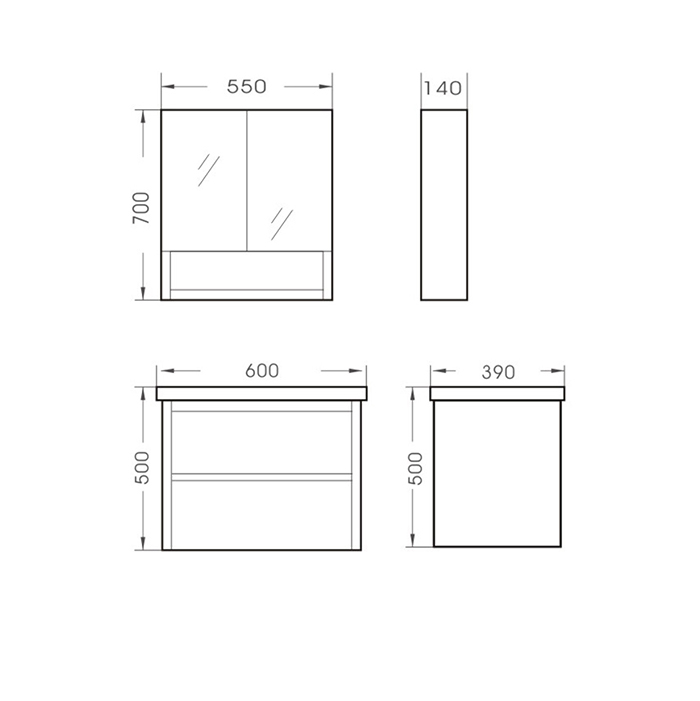 Quality bathroom solid wood modern cabinet C-034