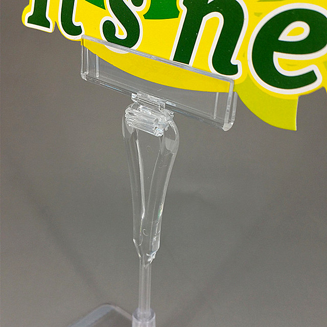 C025 Clear POP Plastic Detachable Price Tag Sign Card Holder Paper Display Promotion Advertising Clips Stand H125mm In Retail Store Good Quality