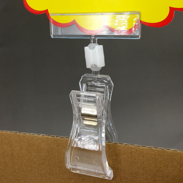 C006 Clear POP Plastic Price Tag Sign Card Holders Paper Display Promotion Clips In Retail Store