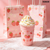 Biodegradable Thick Paper Carrier Bags With Handle For Takeout Milk Tea Coffee Cold Hot Drinks