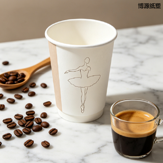 Minimalist Disposable Double Wall Paper Coffee Cups, Simple & Elegant, Sleek Lines, Heat Insulated & Anti-scald