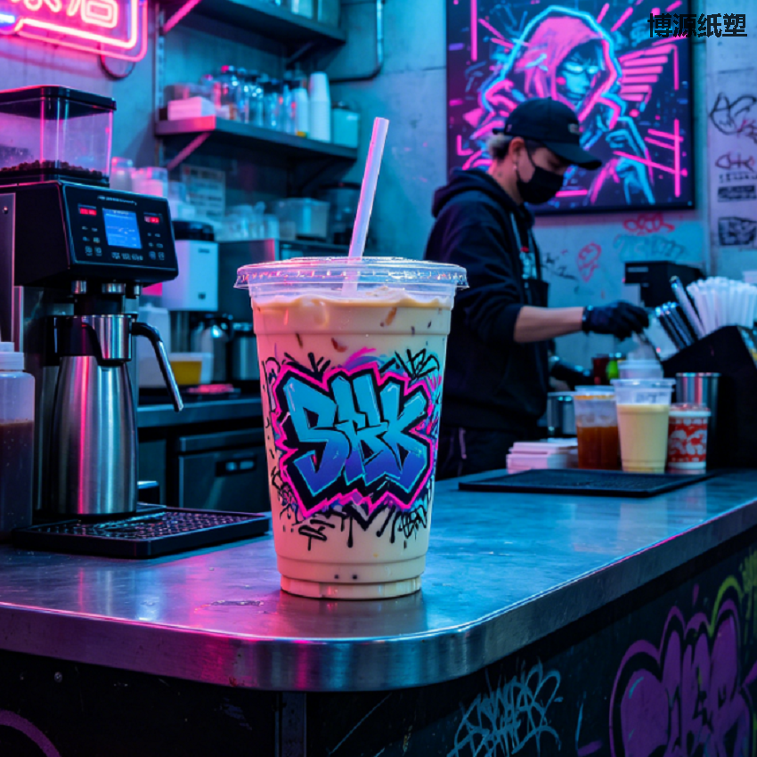 Custom Printed E-sports Themed Transparent Plastic Cups, Disposable Beverage Cups for Milk Tea & Cold Drinks