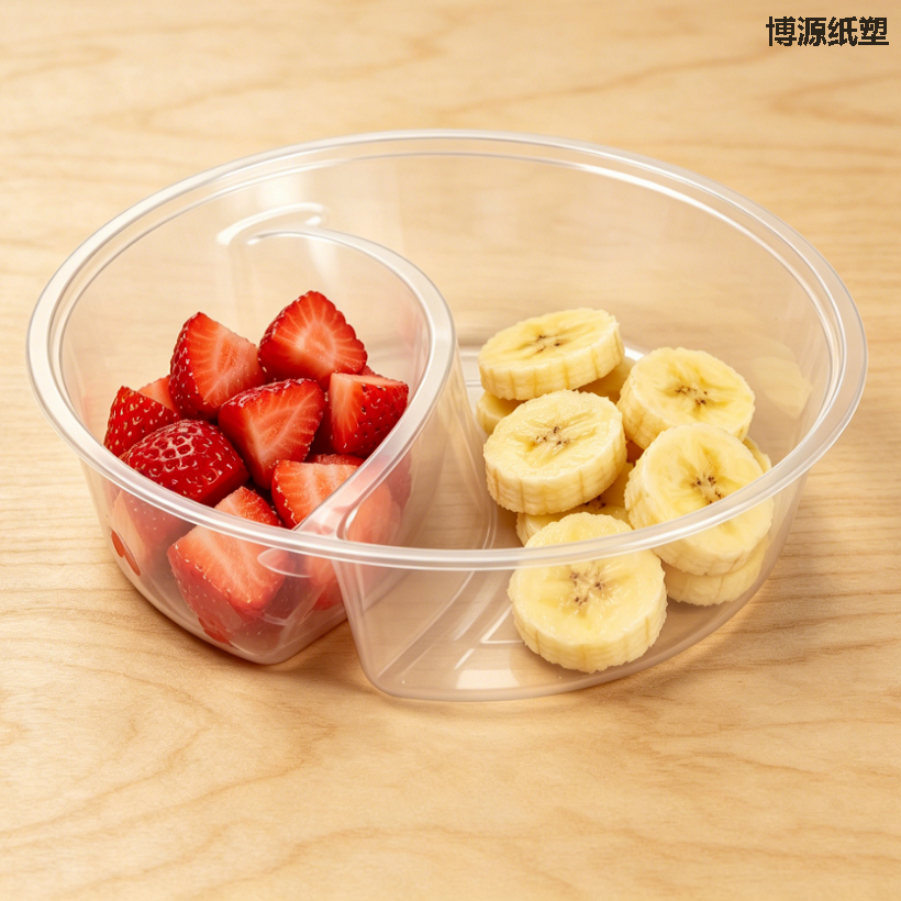 Round Plastic Disposable Tableware with Lid for Takeaway Fast Food Packaging