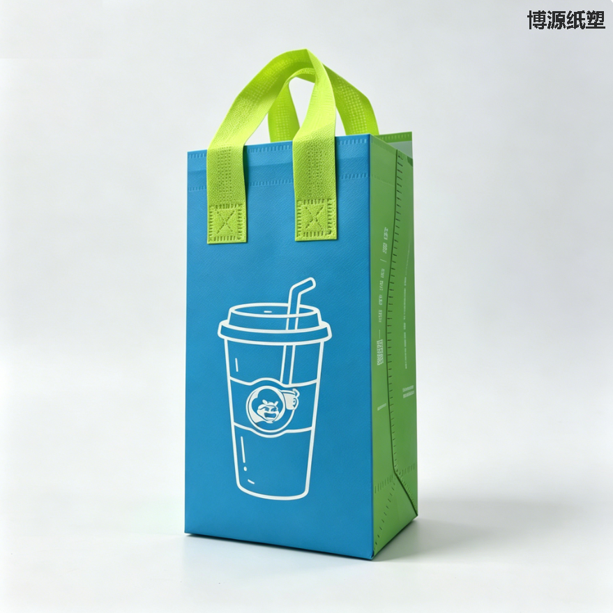 Disposable Heat & Cold Retention Carry Bag, Non-woven Laminated Thermal Bag with Self-sticky Seal Strip, Perfect for Packing Coffee, Fruit Tea, Bottled Drinks and Dessert To-go