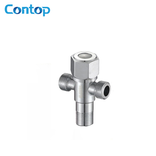 304 Stainless Steel Solid Body Angle Valve two outlet