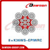 Cable de acero (8×K26WS-EPIWRC)(8×K36WS-EPIWRC), cable de acero metalúrgico 