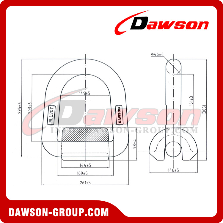 DS349 G80 WLL 1.12-20T نقاط الرفع، حلقة D مزورة