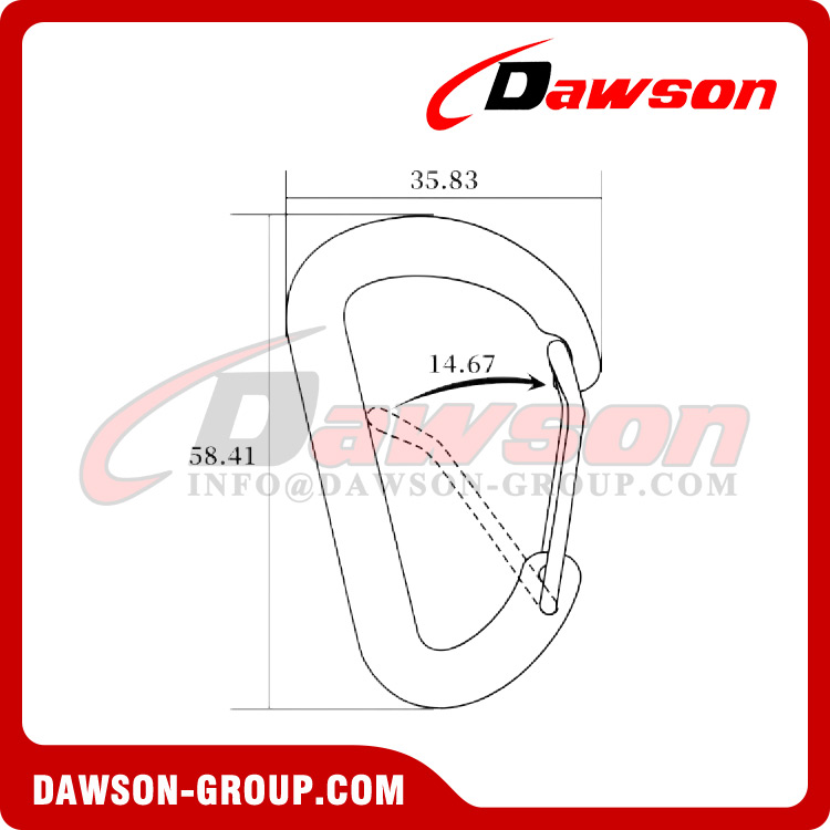 Material de aluminio DSJ-A15002 para mosquetón giratorio en forma de D personalizado, mosquetón giratorio de aleación de aluminio de 10g de cualquier color