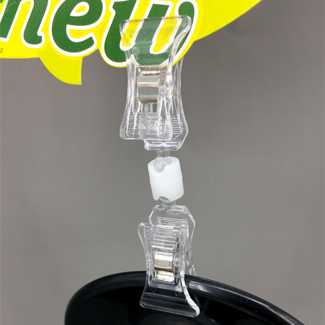 C009 Clear Double Axe Type POP Plastic Price Tag Sign Card Holder Paper Display Promotion Clips In Retail Store