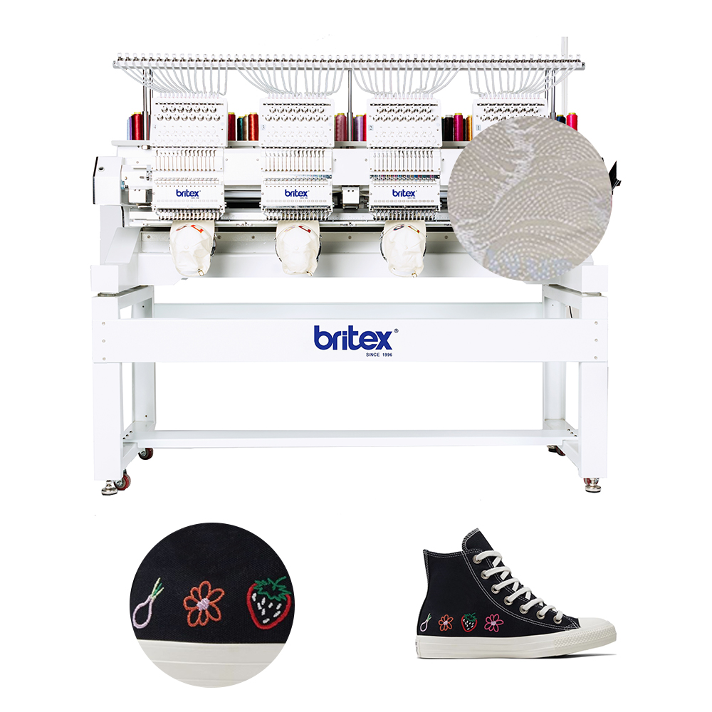 Hot Sell Britex BR-1504 Four 4 Heads 15 Needles Dahao 4 Head Embroidery Machines Computerized T Shirt Embroidery Machine