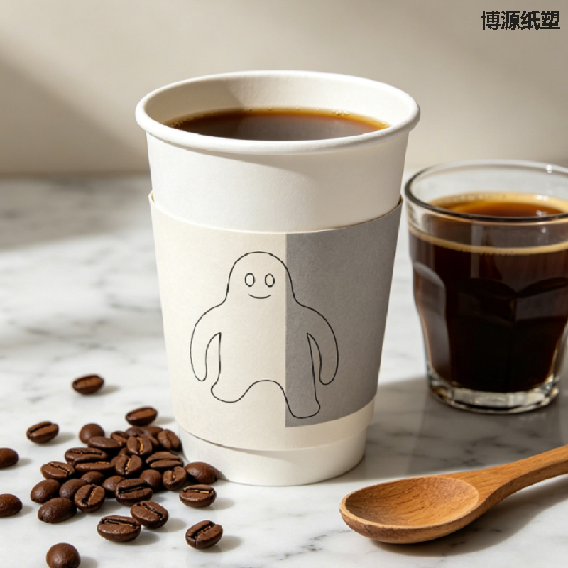 Minimalist Disposable Double Wall Paper Coffee Cups, Simple & Elegant, Sleek Lines, Heat Insulated & Anti-scald