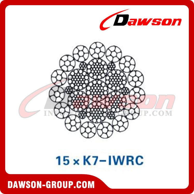 بناء حبل الأسلاك الفولاذية (15×K7-IWRC)، حبل الأسلاك لآلات البناء