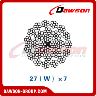 スチールワイヤロープ構造(27(W)×7)(35(W)×7)、建設機械用ワイヤロープ