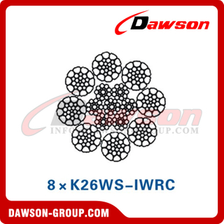 بناء حبل أسلاك الفولاذ (8×K26WS-IWRC)(8×K31WS-IWRC)(8×K36WS-IWRC)، حبل سلكي لآلات الموانئ 