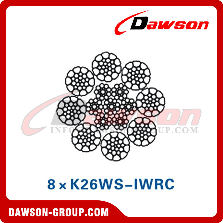 بناء حبل أسلاك الفولاذ (8×K26WS-IWRC)(8×K31WS-IWRC)(8×K36WS-IWRC)، حبل سلكي لآلات الموانئ 