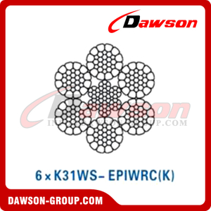 حبل أسلاك الفولاذ (6×K31WS-EPIWRC(K))(6×K36WS-IWRC(K))(8×K31WS-IWRC(K)))، حبل الأسلاك المعدنية الفولاذية 