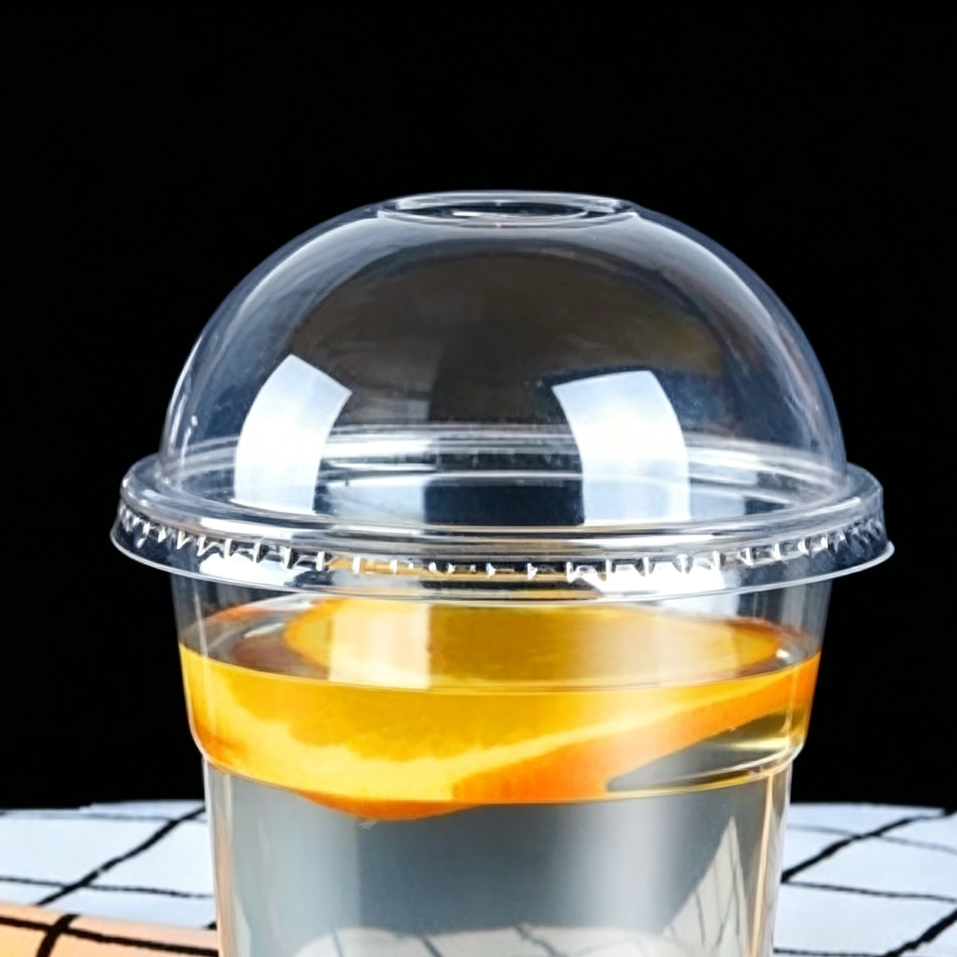 Thickened Shatterproof Clear PET Semi Round Dome Lid Leak Proof Plastic Cup Topper for Bubble Tea Cold Coffee Smoothie Commercial Daily Usage