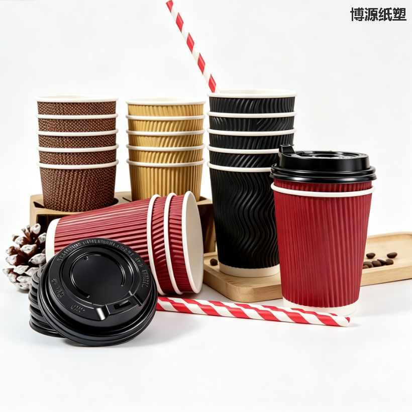 Insulated Double Wall Corrugated Paper Cup Disposable Drinking Cup for Hotel and Catering