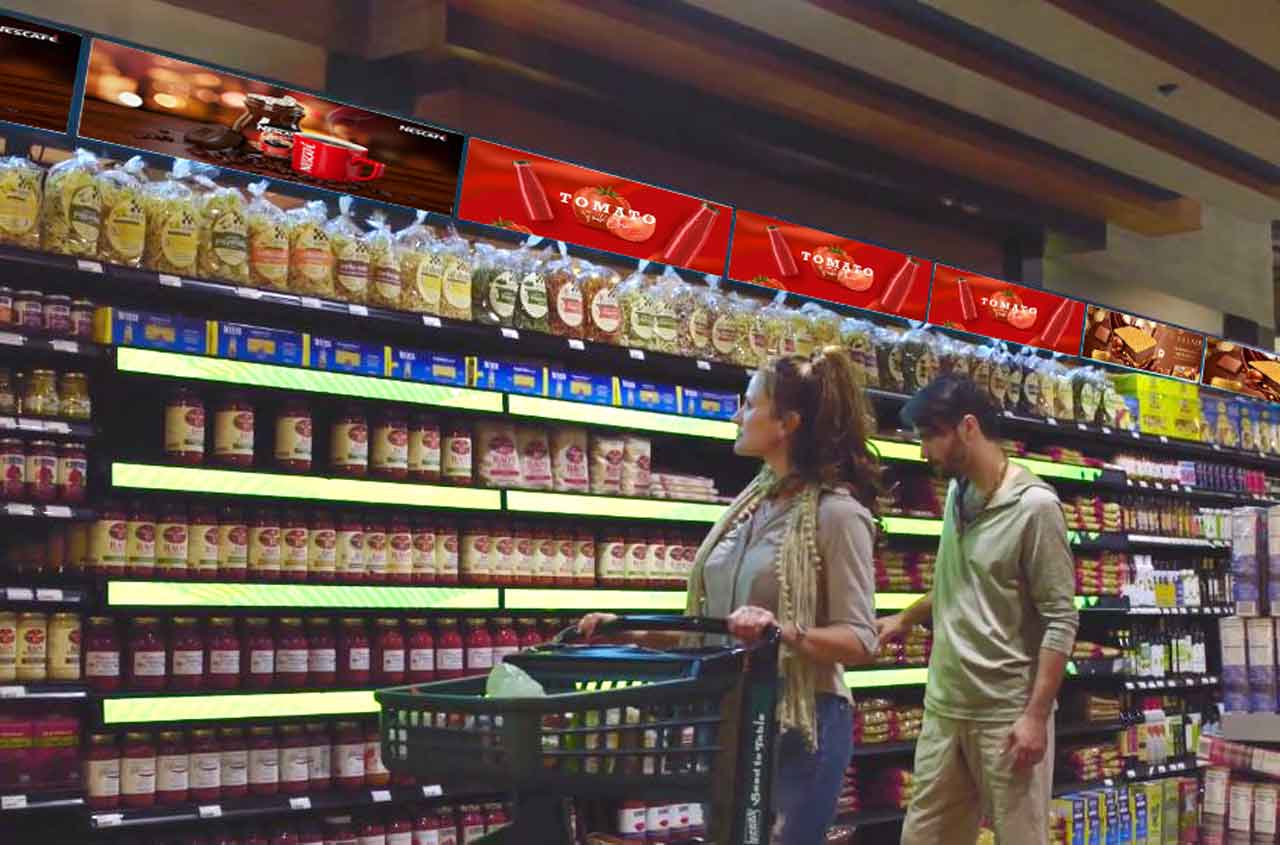Chine fournisseur en magasin écran LED incap en-tête et étiquettes de prix de bord d'étagère