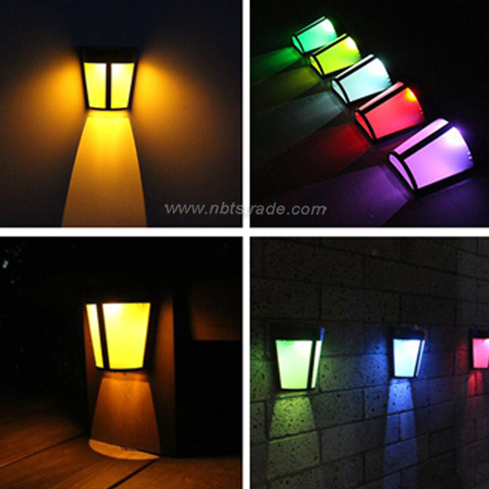 Color Changing Solar LED Wall Lamp Fence Lights 