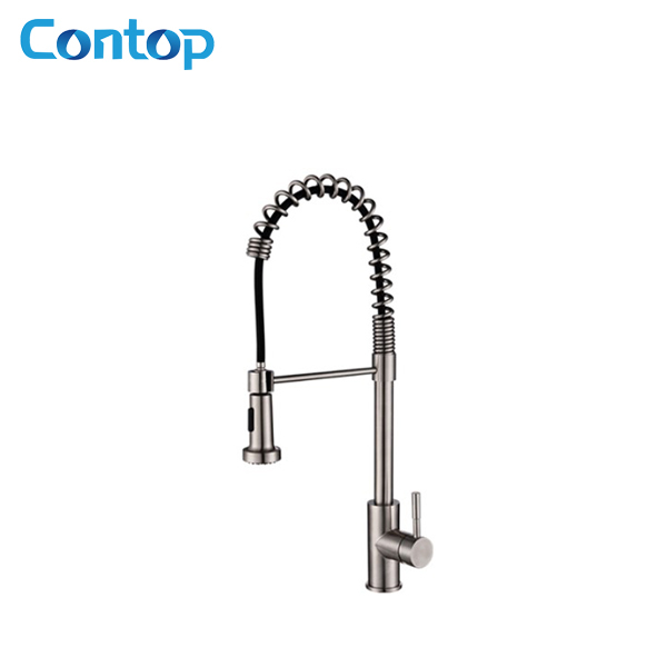 304 Stainless Steel Solid Body Hot And Cold Water Spring Pull-down Kitchen Faucet