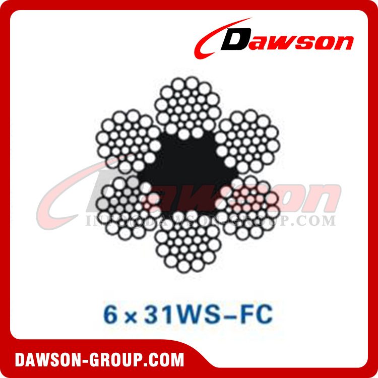 حبل أسلاك الفولاذ (6×19W-FC)(6×26WS-FC)(6×31WS-FC)، حبل سلكي للفحم والتعدين