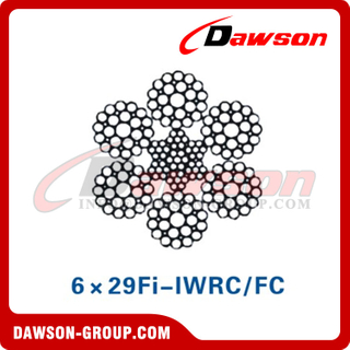 スチールワイヤロープ構造(6×29Fi-IWRC/FC)(6×36WS-IWRC/FC)、港湾機械用ワイヤロープ 