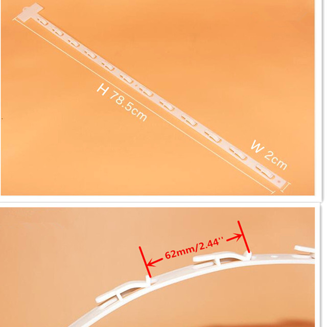 HS78219T24 Plastic PP Retail Hanging Merchandising Clips Strips W19mm Products Display For Supermarket Store Promotion L782mm In White